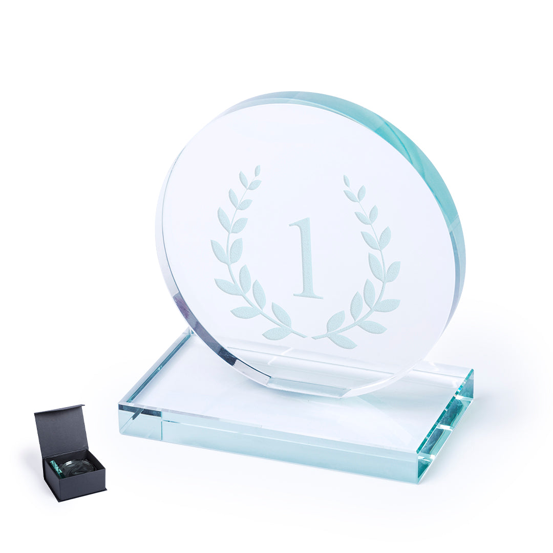 Placa trofeo de cristal redonda