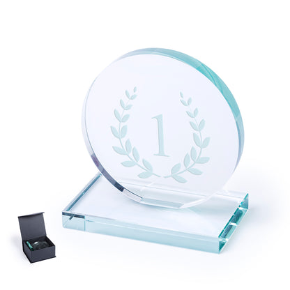Placa trofeo de cristal redonda
