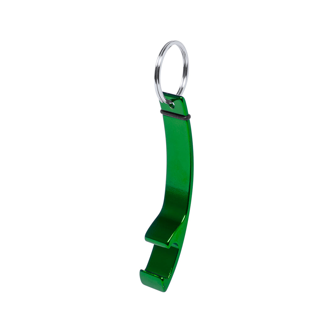 Llavero abridor de aluminio · Verde