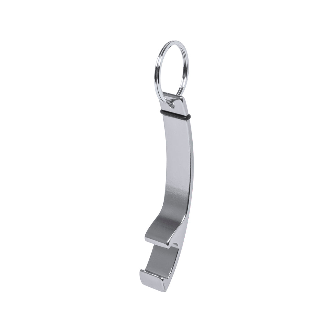 Llavero abridor de aluminio · Plateado