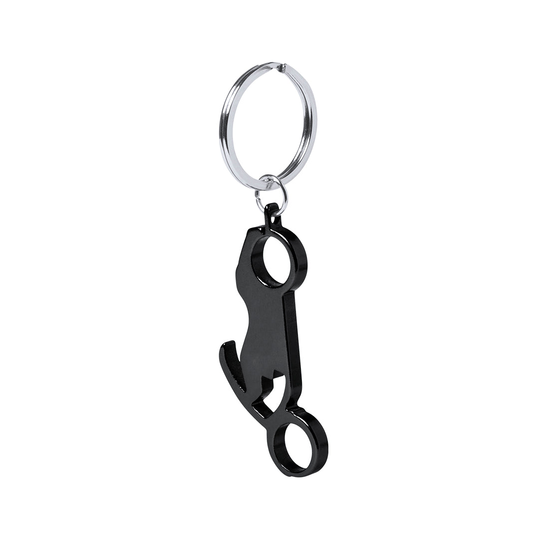 Llavero abridor moto de aluminio · Negro