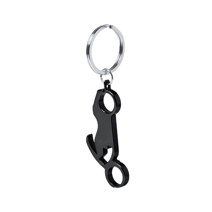 Llavero abridor moto de aluminio · Negro