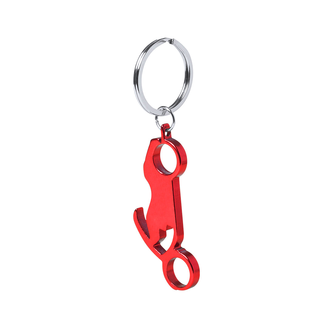 Llavero abridor moto de aluminio · Rojo