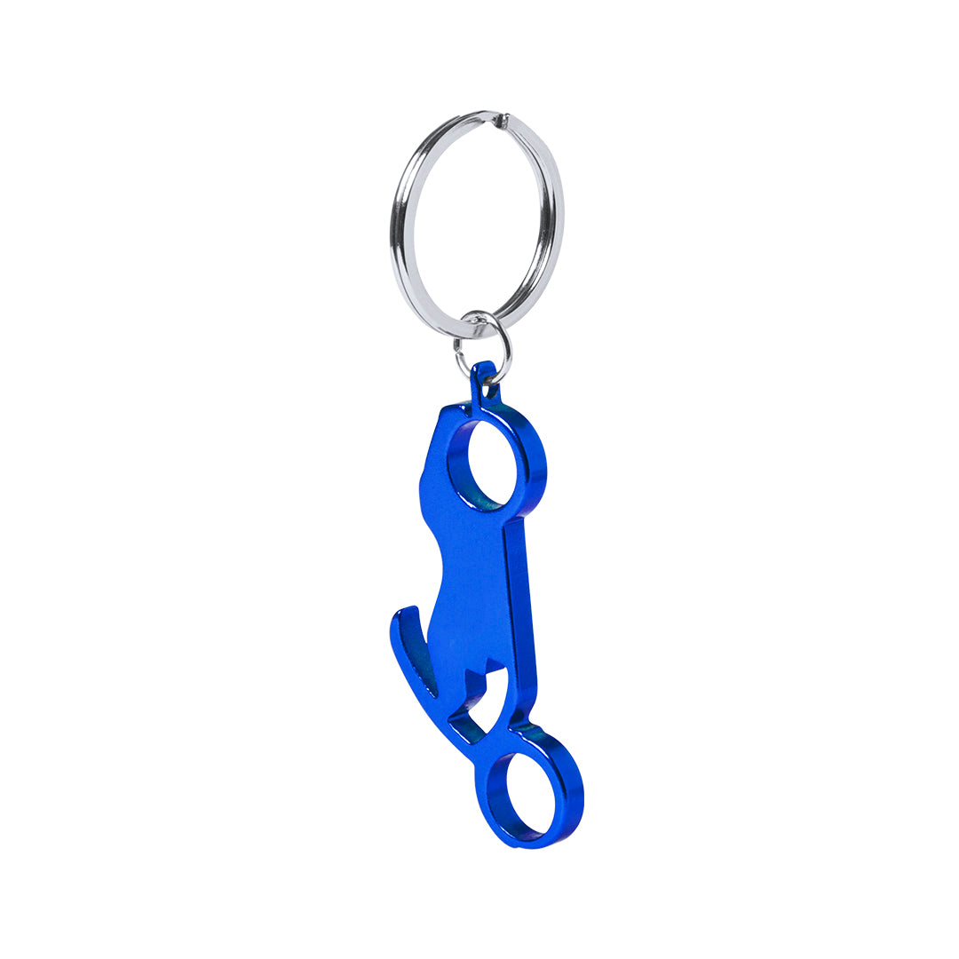 Llavero abridor moto de aluminio · Azul