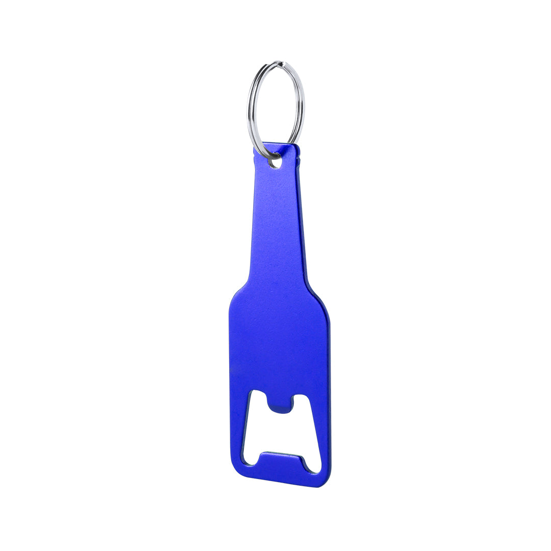 Llavero abridor botellín de aluminio · Azul
