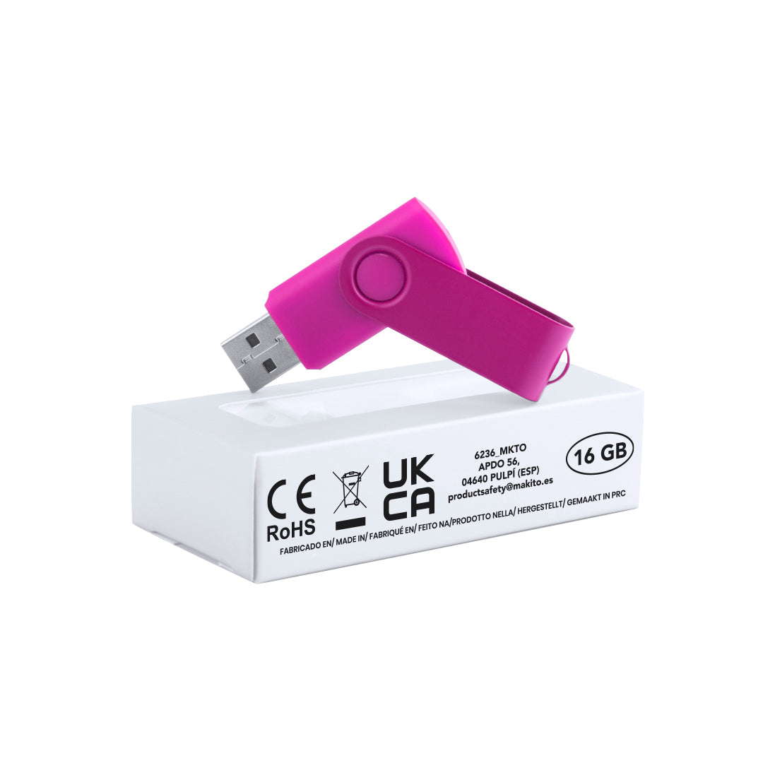 Memoria USB 16GB giratoria con clip brillante