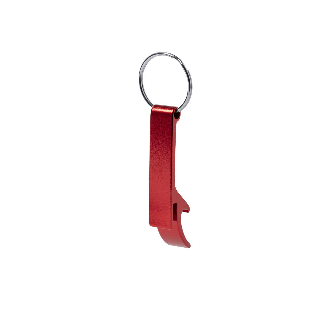 Llavero abridor con abrelatas · Rojo