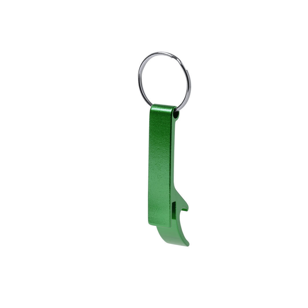 Llavero abridor con abrelatas · Verde