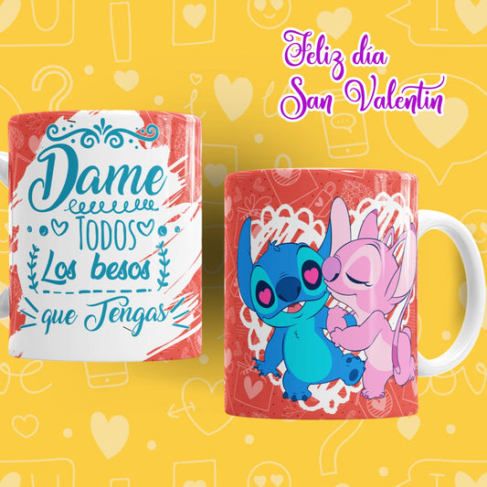 Taza “Dame todos los besos que tengas” – Stitch y Angel