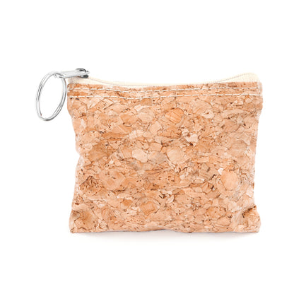 Monedero de corcho natural con anilla para llaves · Crudo
