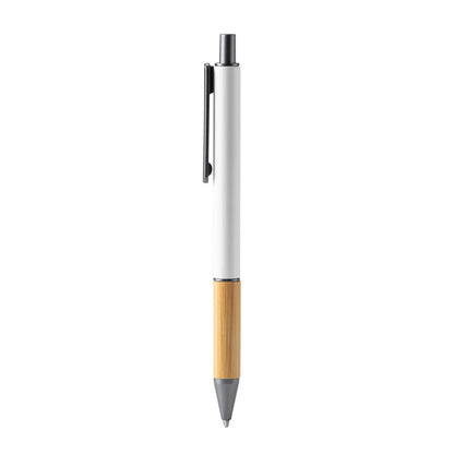 Bolígrafo mate con empuñadura de bambú · Blanco
