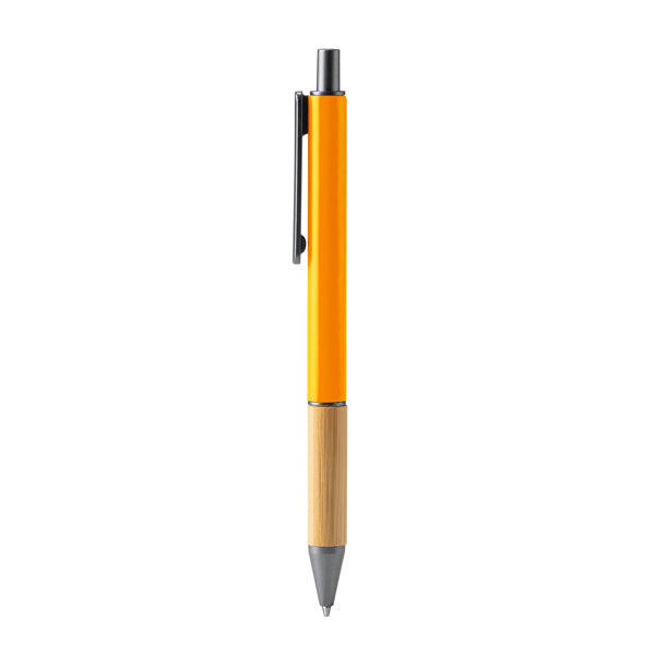 Bolígrafo mate con empuñadura de bambú · Naranja