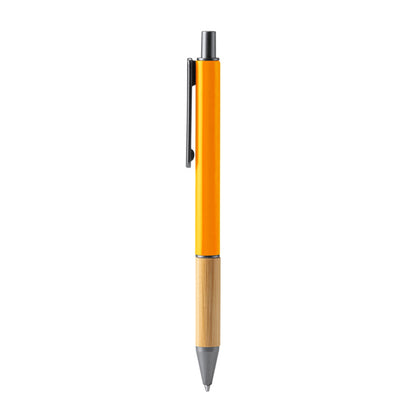 Bolígrafo mate con empuñadura de bambú · Naranja