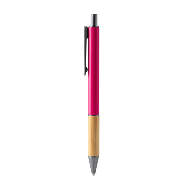 Bolígrafo mate con empuñadura de bambú · Rosa
