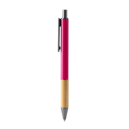Bolígrafo mate con empuñadura de bambú · Rosa