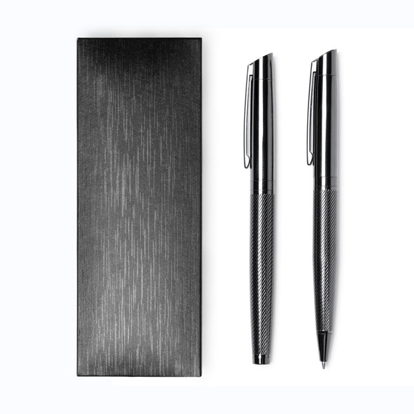 Set de roller y portaminas en estuche · Negro