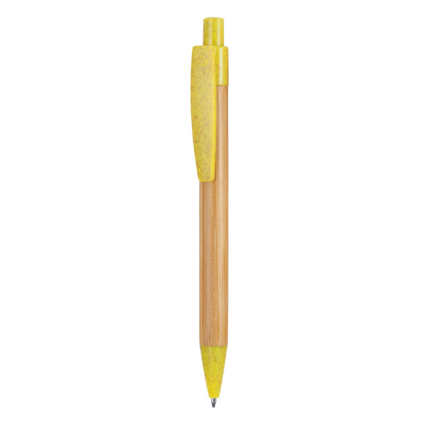 Bolígrafo de bambú con detalles de fibra de trigo · Amarillo/Crudo
