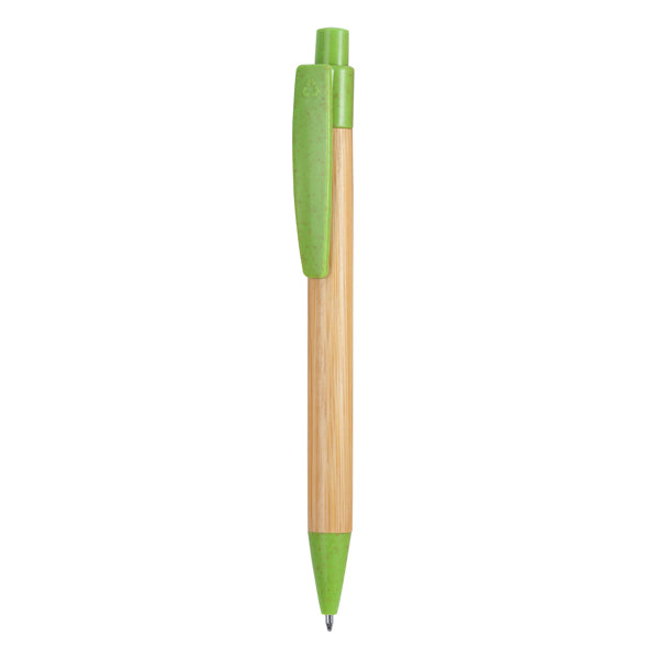 Bolígrafo de bambú con detalles de fibra de trigo · Verde Oasis/Crudo