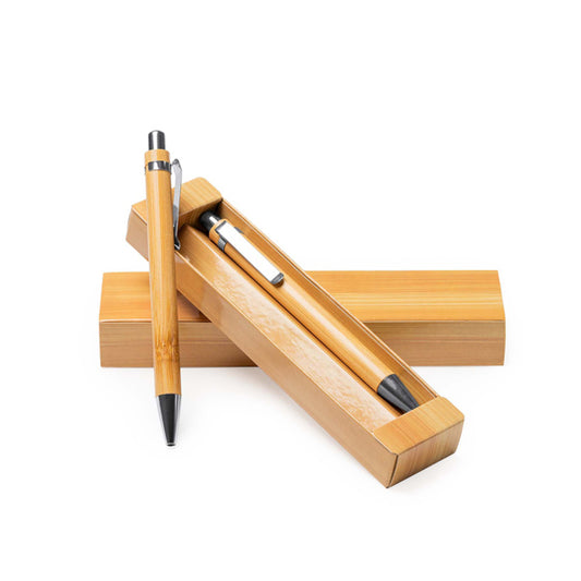 Set de bolígrafo y portaminas de bambú