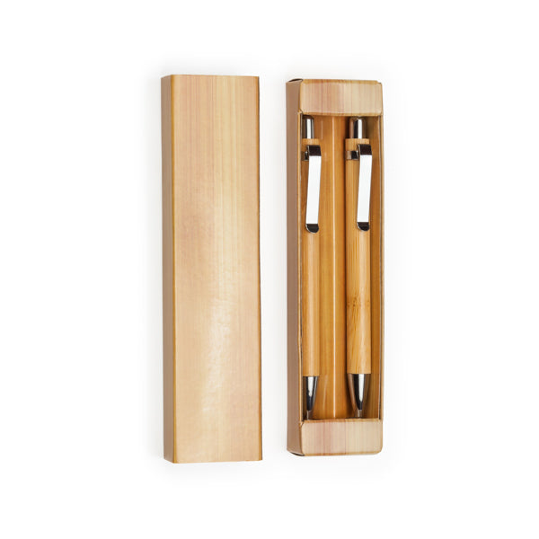 Set de bolígrafo y portaminas de bambú · Crudo