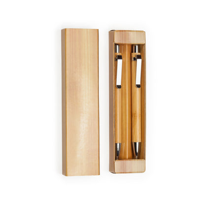 Set de bolígrafo y portaminas de bambú · Crudo
