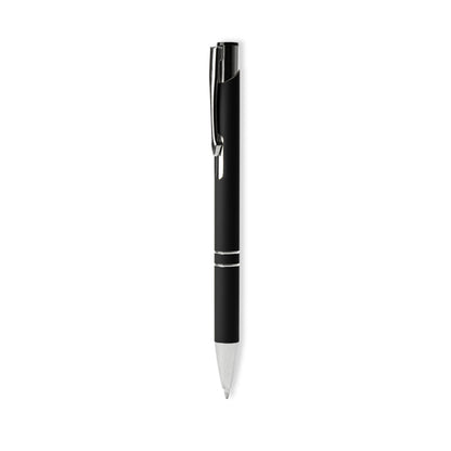 Bolígrafo metálico de tinta negra tacto suave · Negro