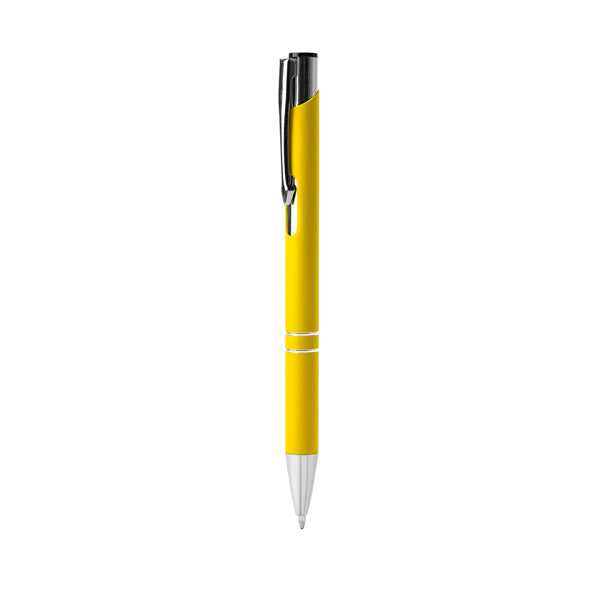 Bolígrafo metálico de tinta negra tacto suave · Amarillo