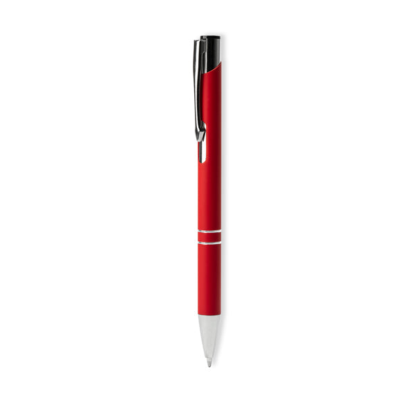 Bolígrafo metálico de tinta negra tacto suave · Rojo