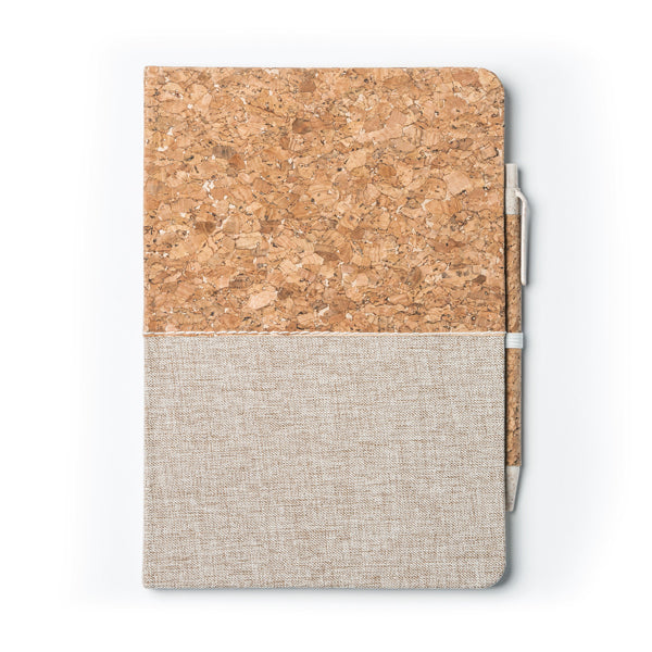 Libreta A5 de corcho con bolígrafo a juego · Crudo