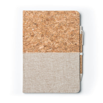 Libreta A5 de corcho con bolígrafo a juego · Crudo