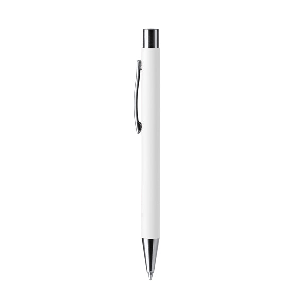 Bolígrafo metálico tacto suave · Blanco