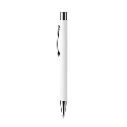 Bolígrafo metálico tacto suave · Blanco