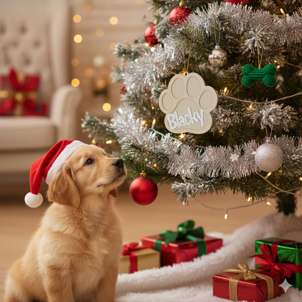 Colgante navideño huella personalizada con nombre – Impreso en 3D