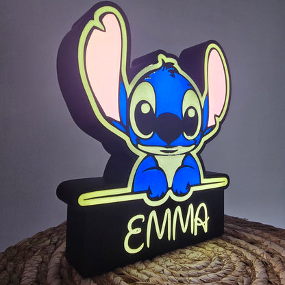 Caja de luz personalizada Stitch – Lámpara LED infantil con nombre