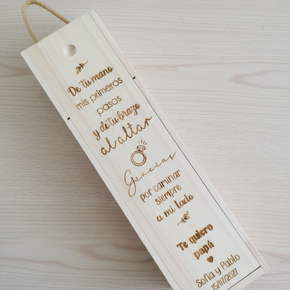 Caja de Madera Premium para Vino – Personalizable con Grabado Láser (Madera de Paulownia)