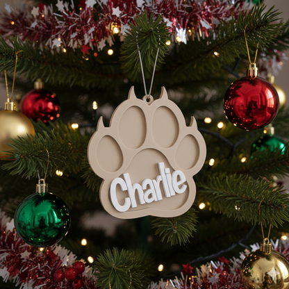Colgante navideño huella personalizada con nombre – Impreso en 3D