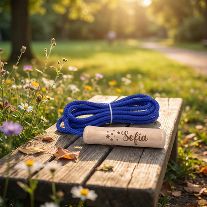 Comba de Madera Personalizada con Cuerda de Colores - Diversión Clásica (240cm)