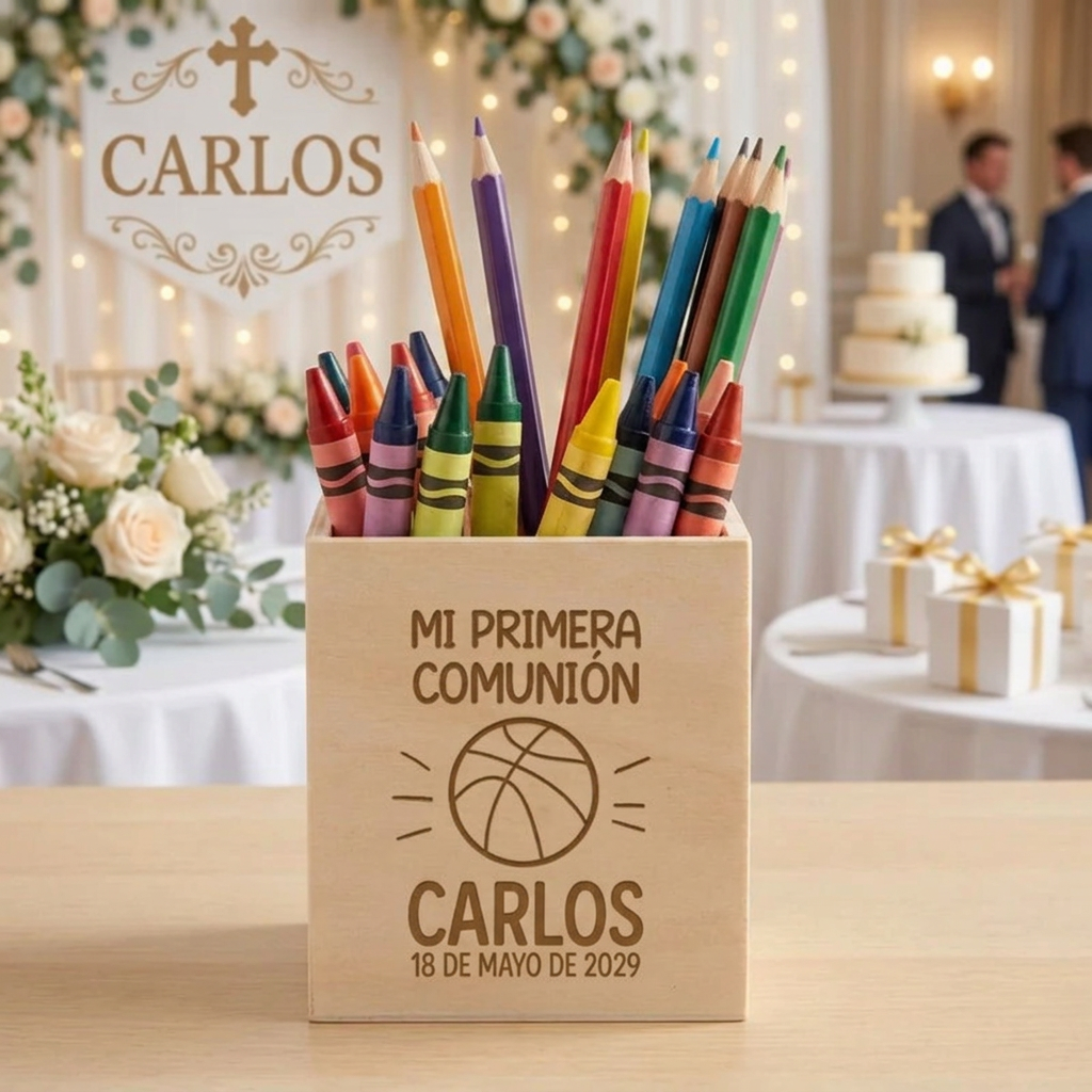 Lapicero de Madera Baloncesto Personalizado - Primera Comunión
