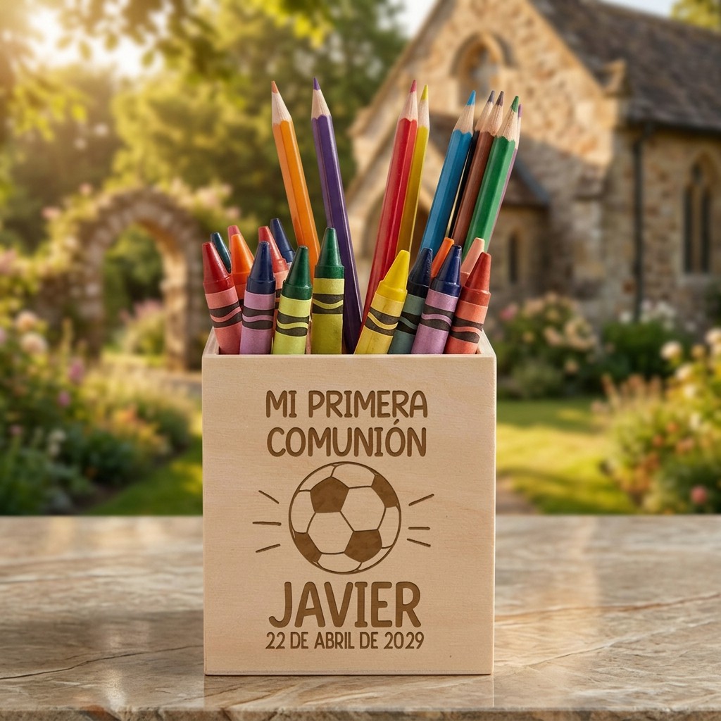 Lapicero de Madera Personalizado Fútbol - Primera Comunión
