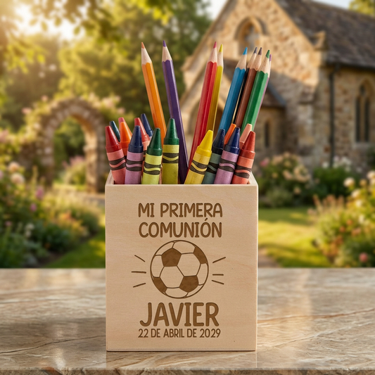 Lapicero de Madera Personalizado Fútbol - Primera Comunión