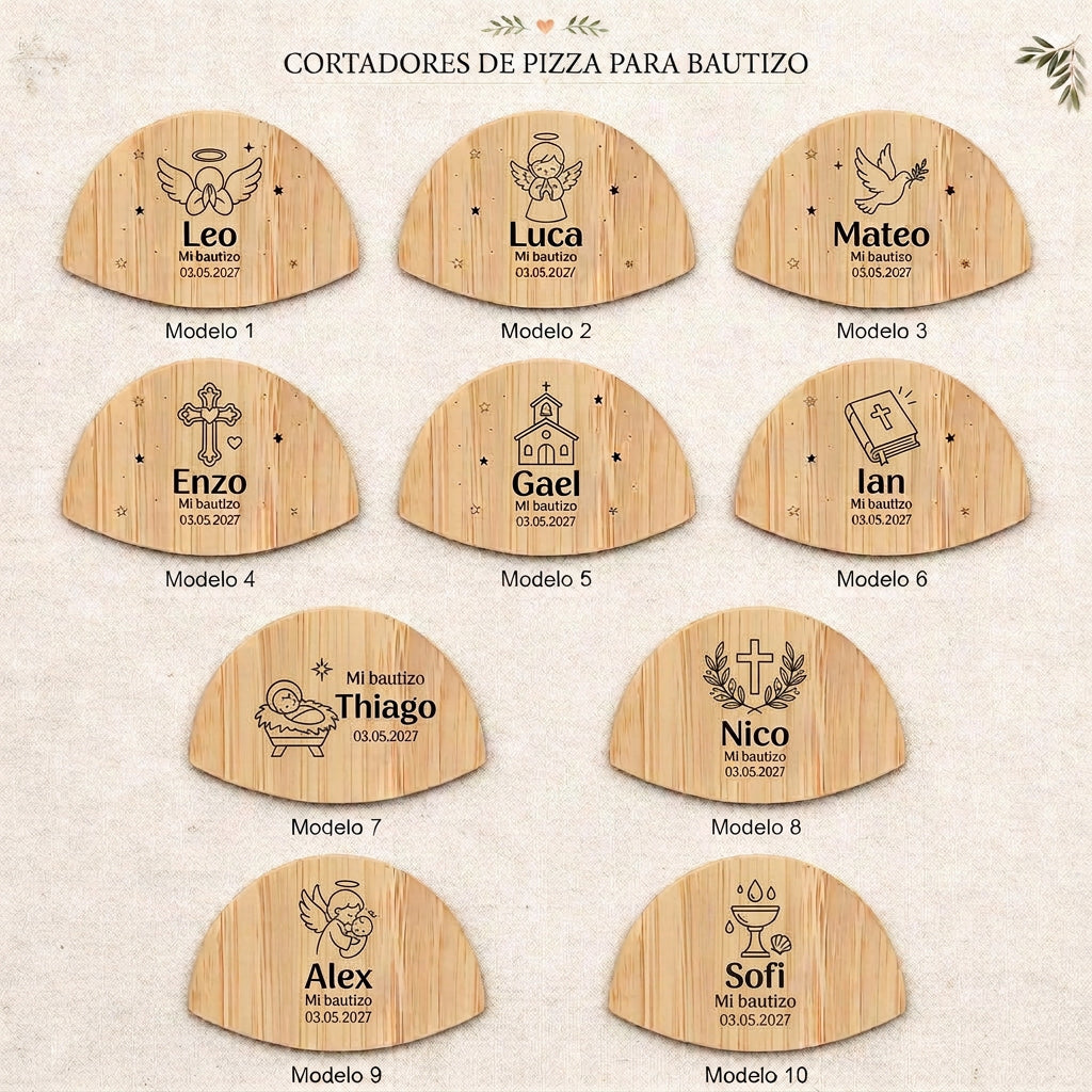Cortapizzas para bautizos - Diseños religión