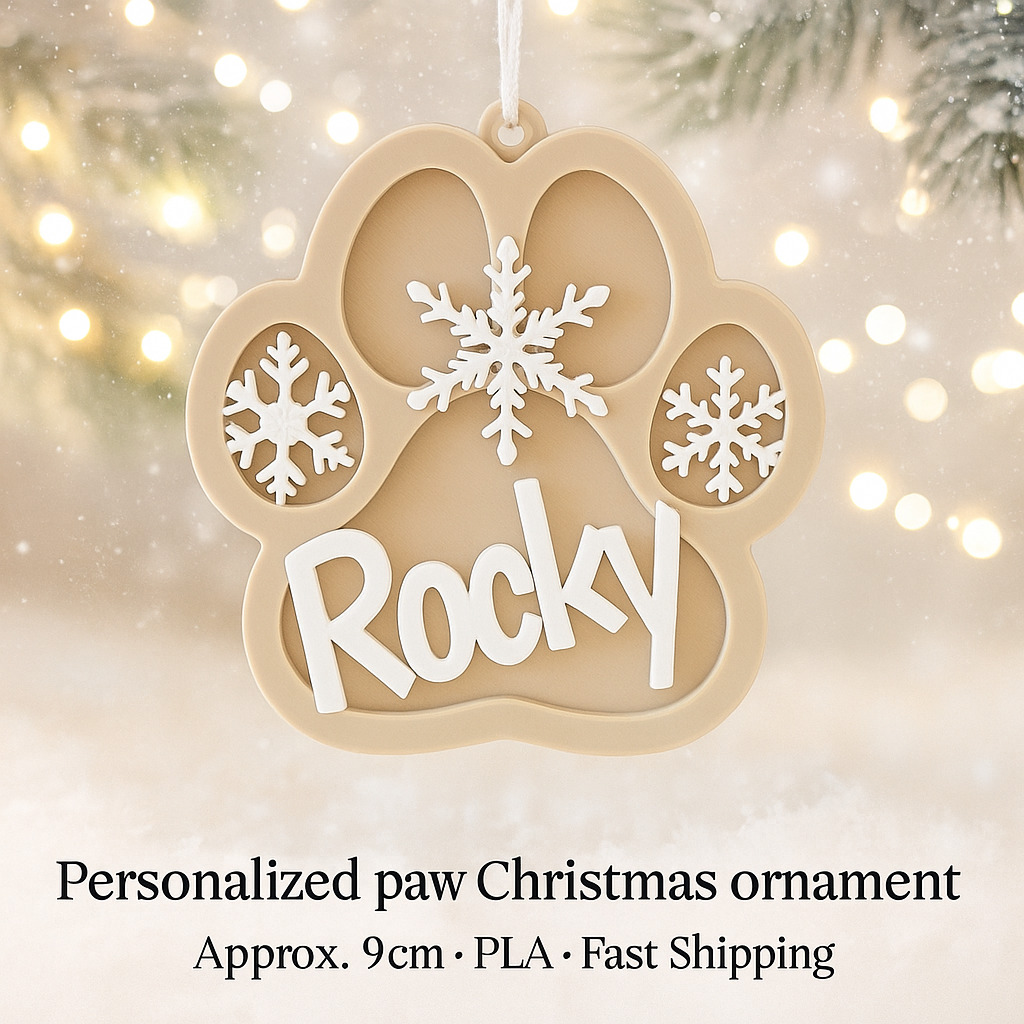 Colgante navideño huella personalizada con nombre – Impreso en 3D