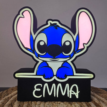 Caja de luz personalizada Stitch – Lámpara LED infantil con nombre