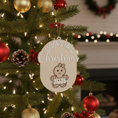 Primer Adorno de Navidad Personalizado de Bebé - Regalo Recuerdo para Recién Nacido