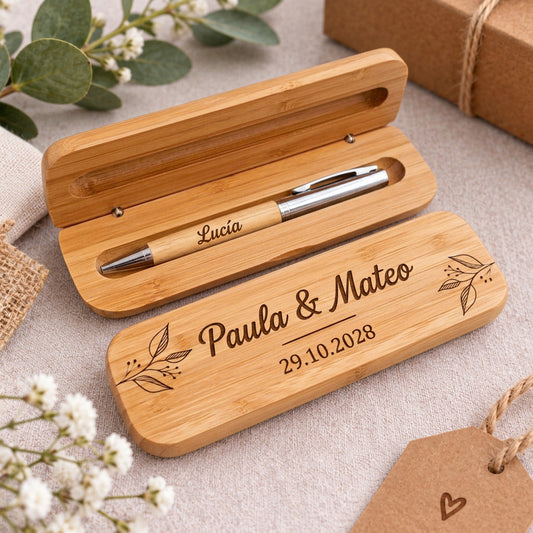 Bolígrafo para Testigos de Boda con Estuche - Diseño floral