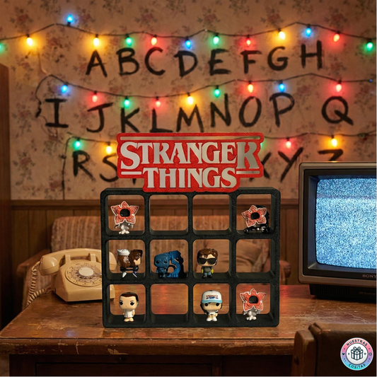 Expositor Temático Stranger Things con Colección de Minifiguras Funko Pop - Exhibidor de Cubos para Coleccionables