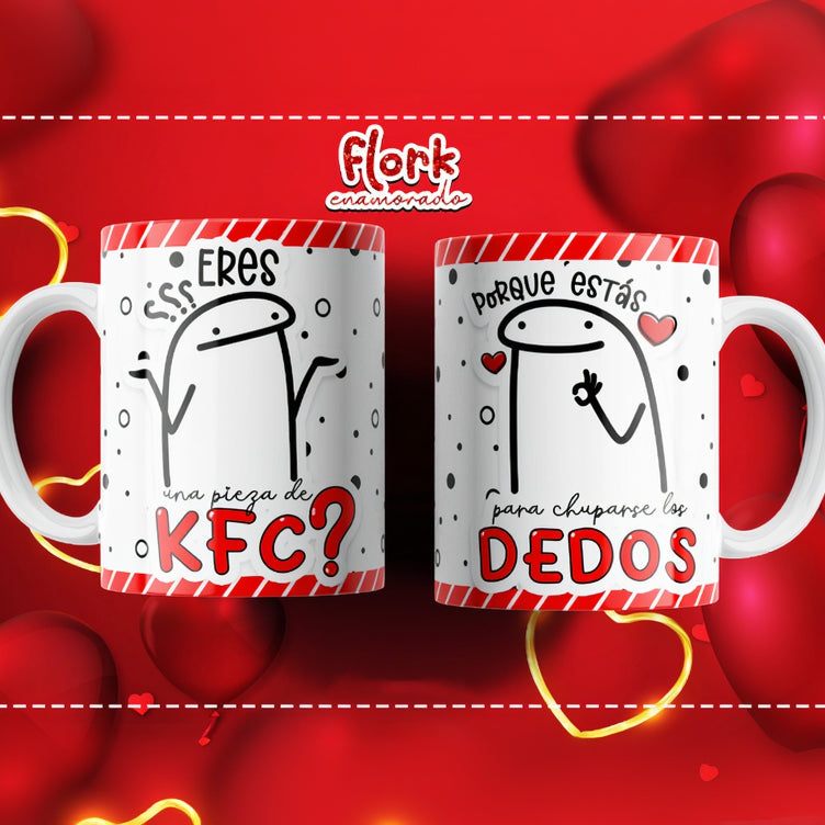 Flork chuparse los dedos kfc taza