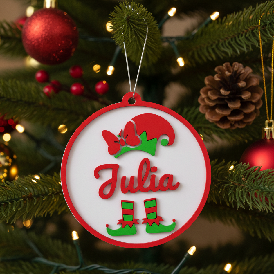 Bola de Navidad Personalizada 3D - Elfo Navideño