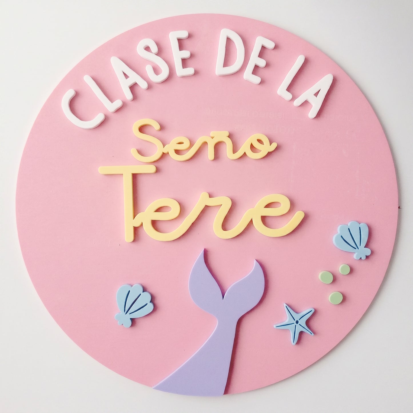 Cartel para Aula diseño Sirena - Nombre seño personalizado