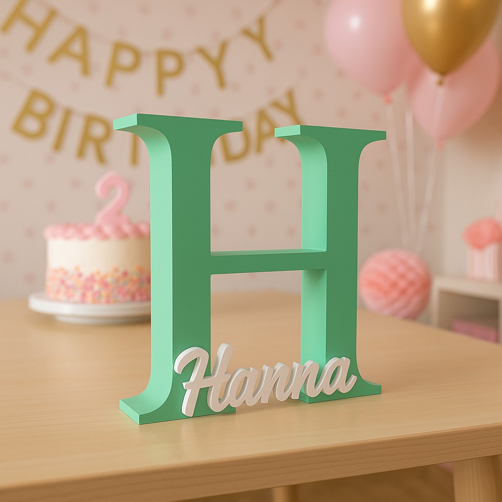 Letra con nombre 3D personalizada – Decoración infantil y celebraciones – 15, 20 o 25 cm